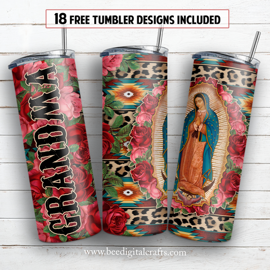 Grandma 20 oz skinny tumbler sublimation design