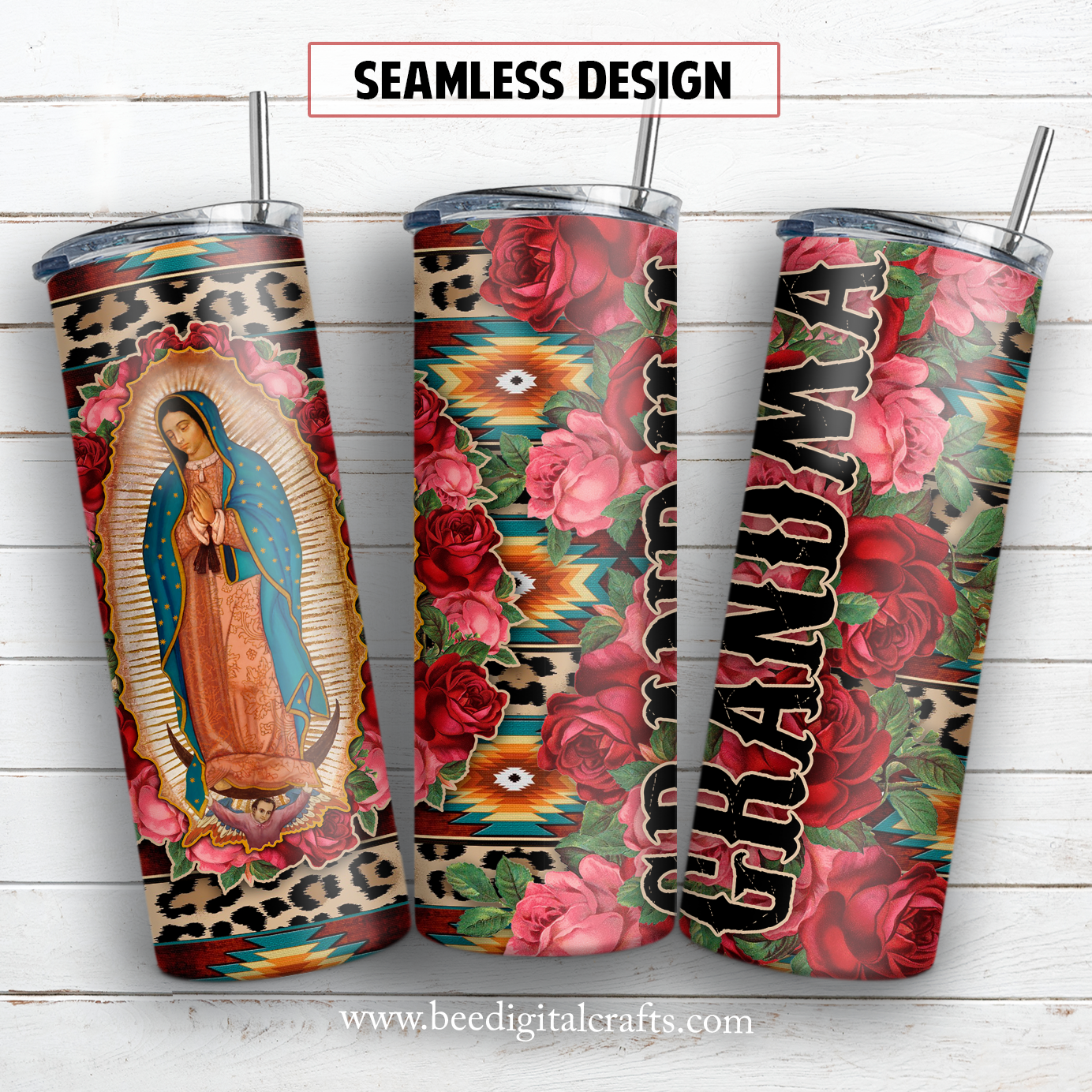 Grandma 20 oz skinny tumbler sublimation design