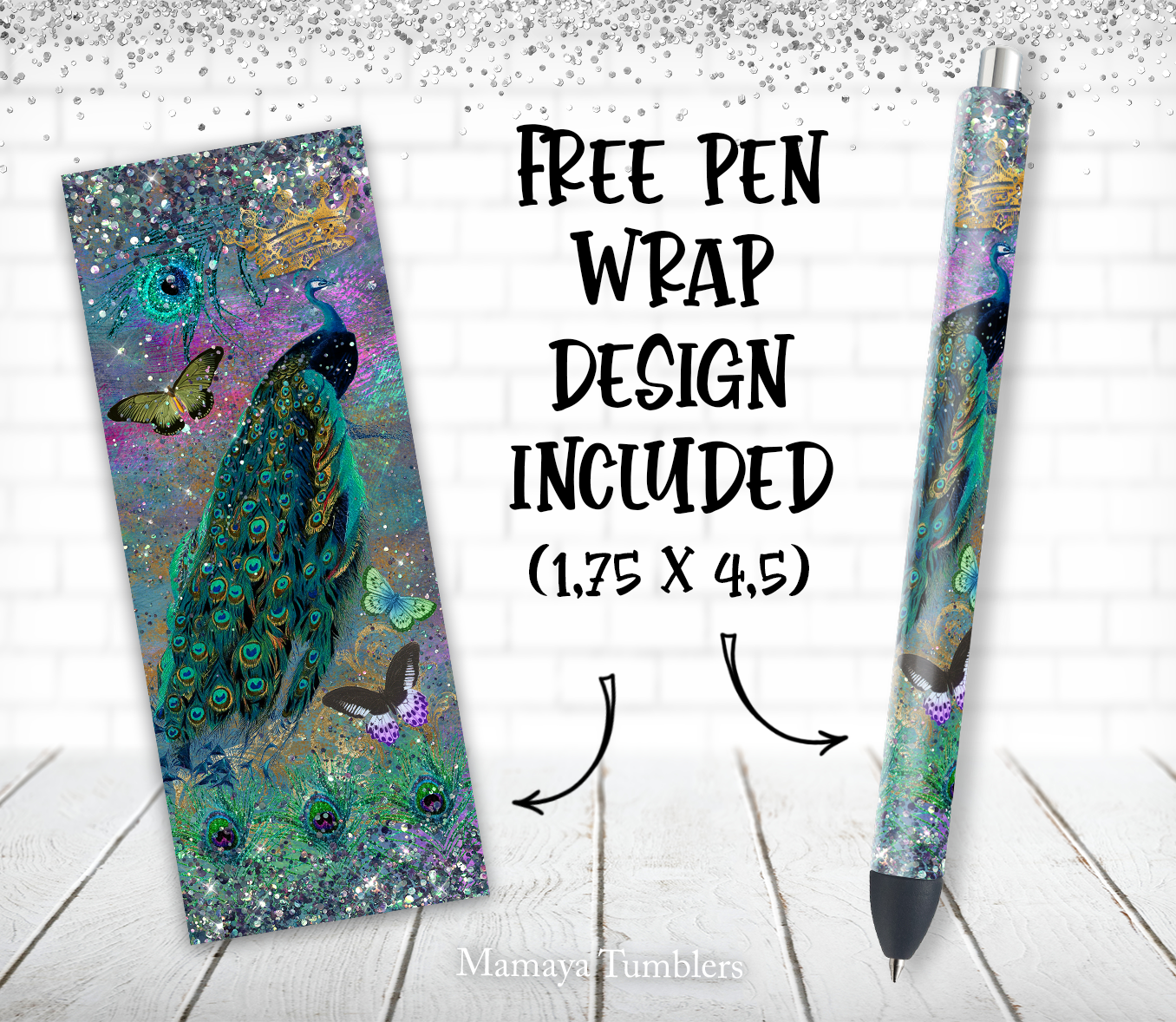 Peacock 20 oz skinny tumbler sublimation design