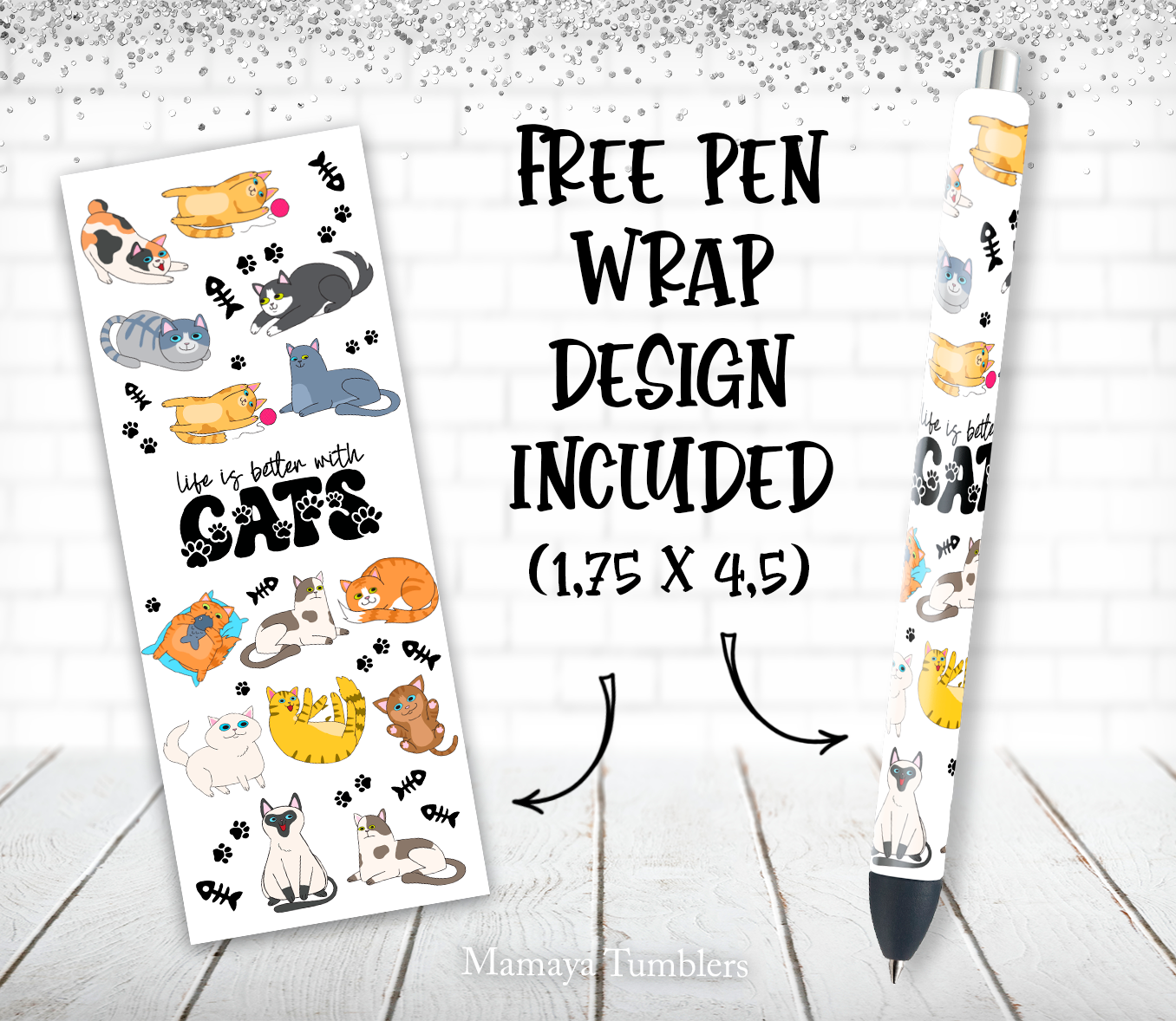 Life is better with cats 20 oz skinny tumbler sublimation design