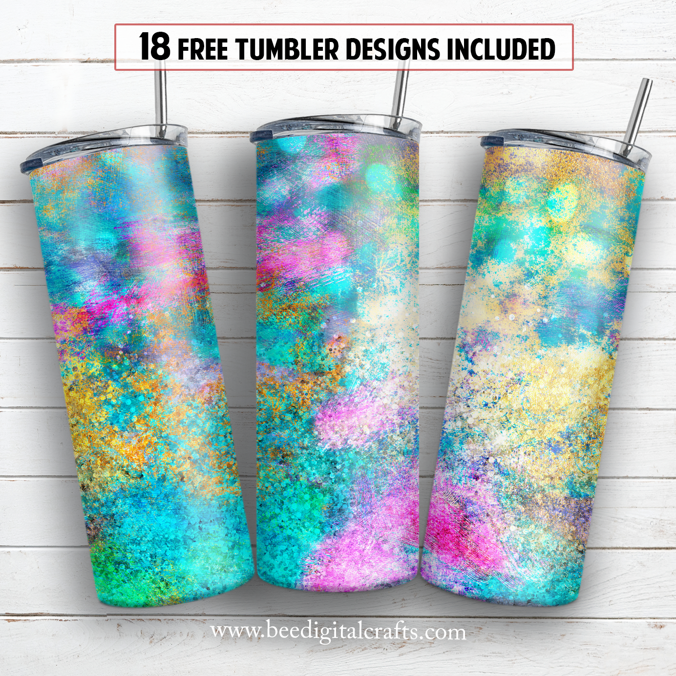 Peacock glitter 20 oz skinny tumbler sublimation design