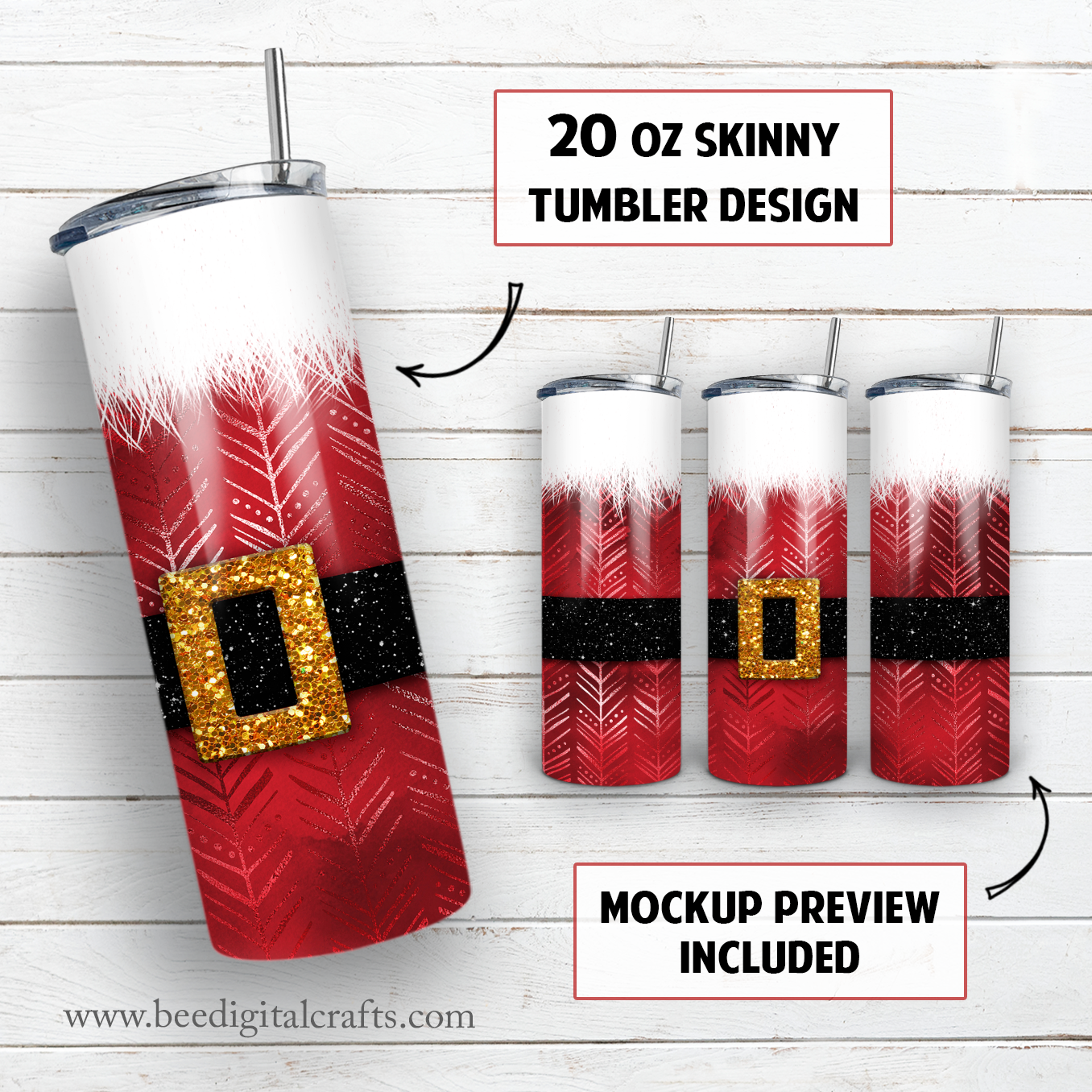 Santa Suit 20 oz skinny tumbler sublimation design