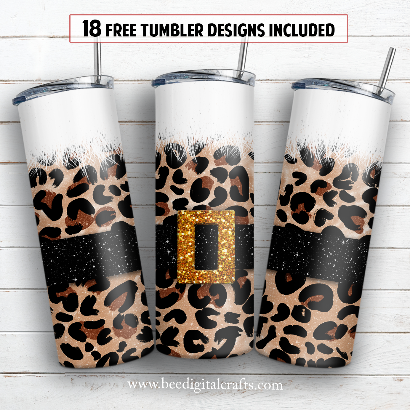 Leopard Santa 20 oz skinny tumbler sublimation design