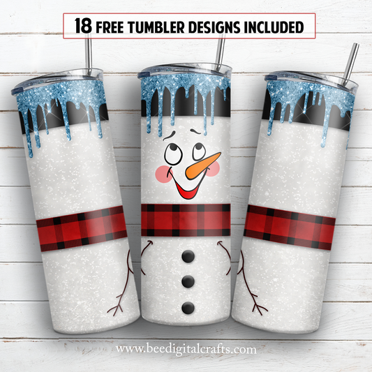 Christmas snowman 20 oz skinny tumbler sublimation design