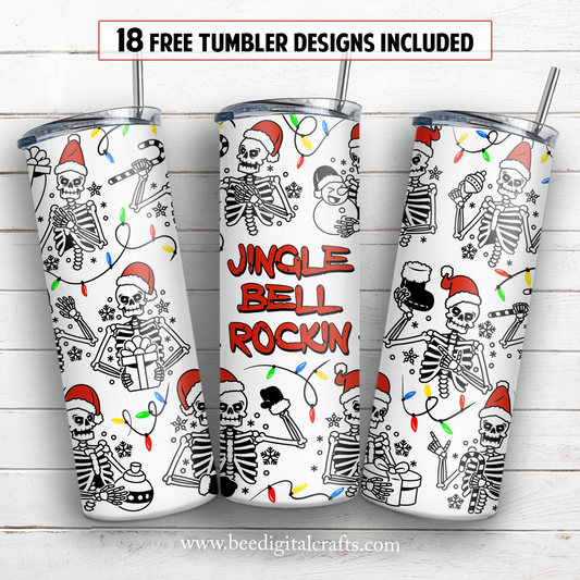 Jingle bell rockin 20 oz skinny tumbler sublimation design