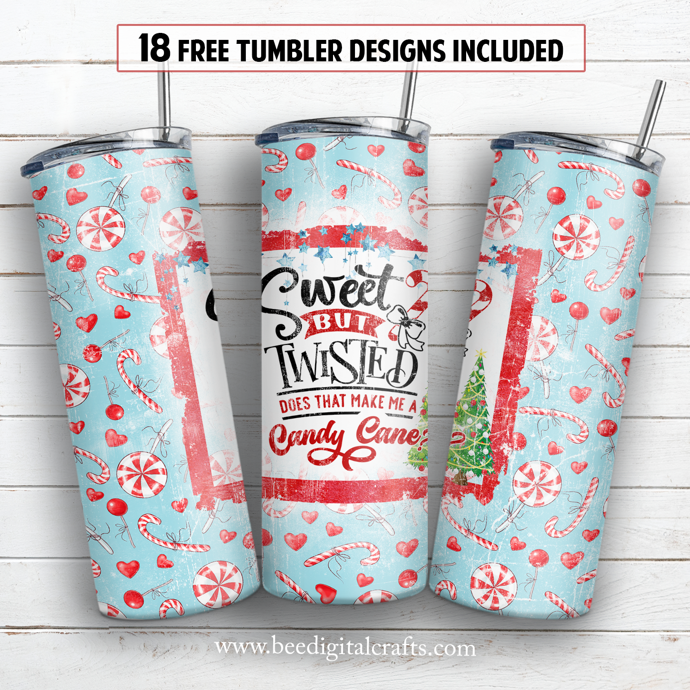 Sweet but twisted 20 oz skinny tumbler sublimation design