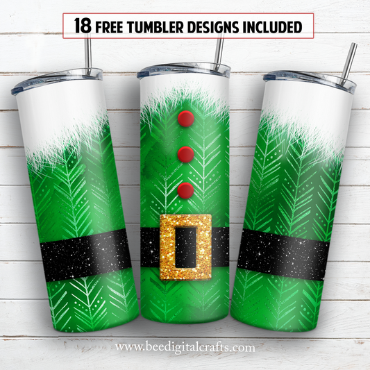 Christmas Elf 20 oz skinny tumbler sublimation design