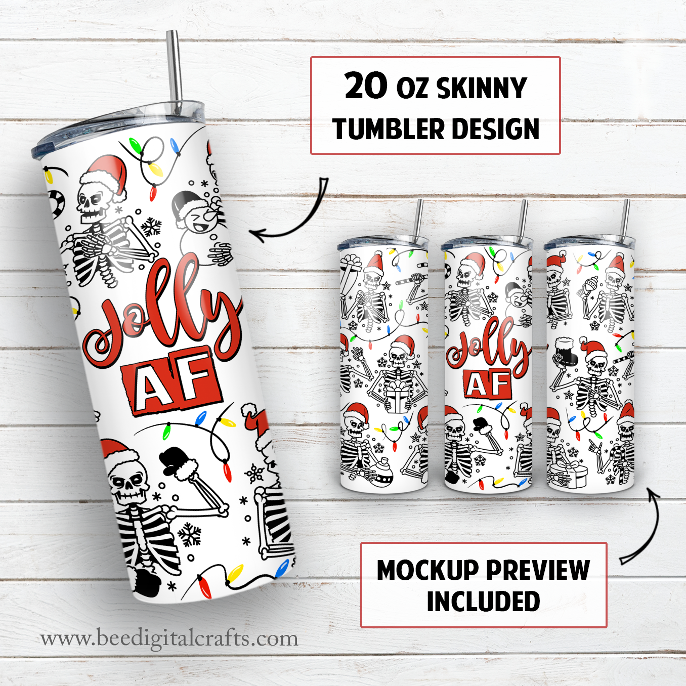 Jolly af 20 oz skinny tumbler sublimation design