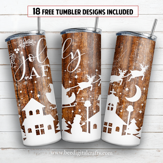 Christmas wood 20 oz skinny tumbler sublimation design