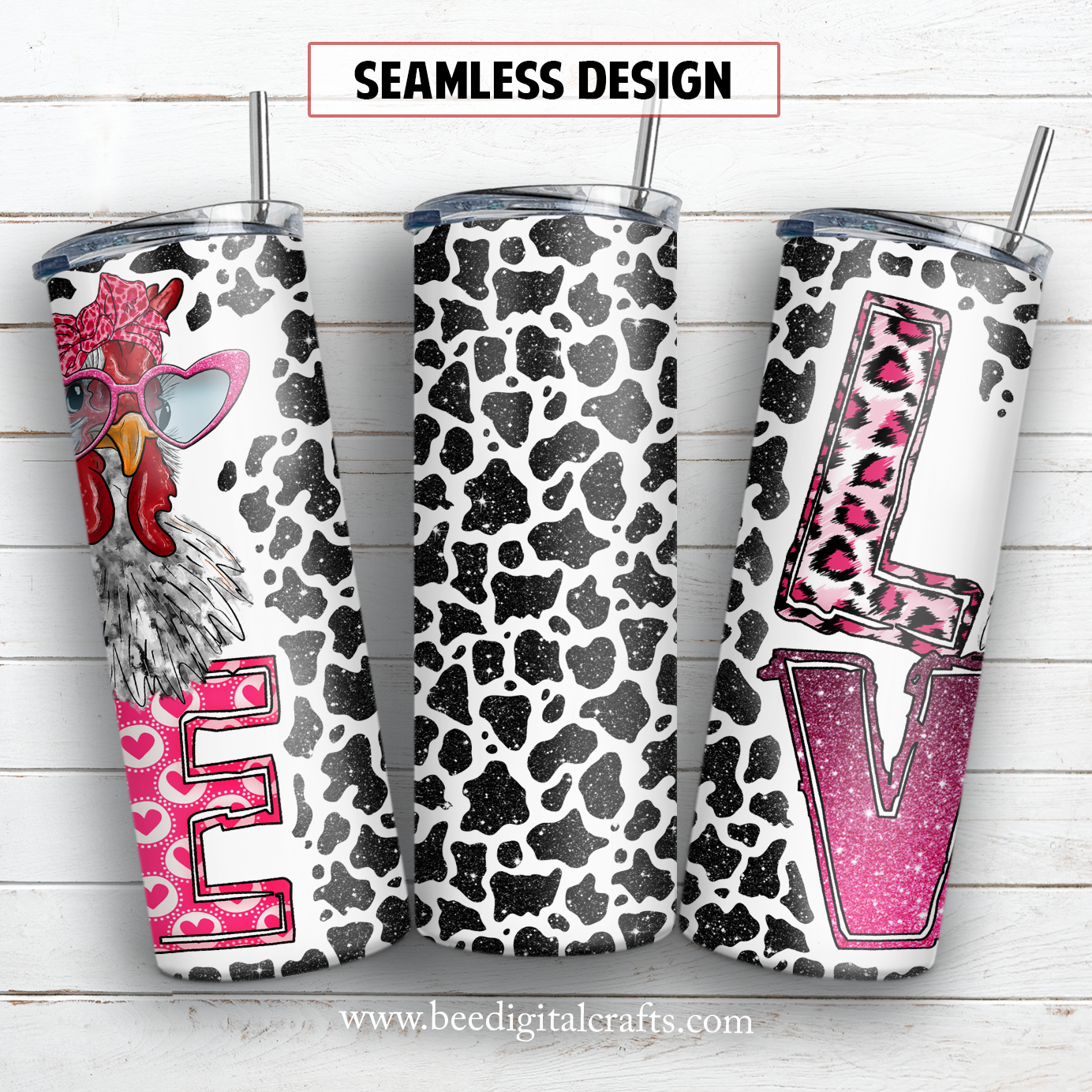 Love chicken 20 oz skinny tumbler sublimation design