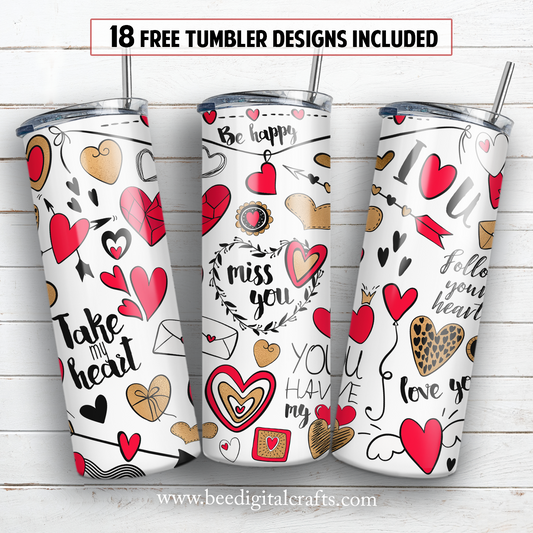 St. Valentine's day 20 oz skinny tumbler sublimation design