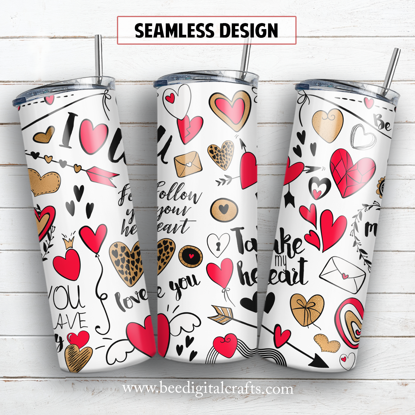 St. Valentine's day 20 oz skinny tumbler sublimation design