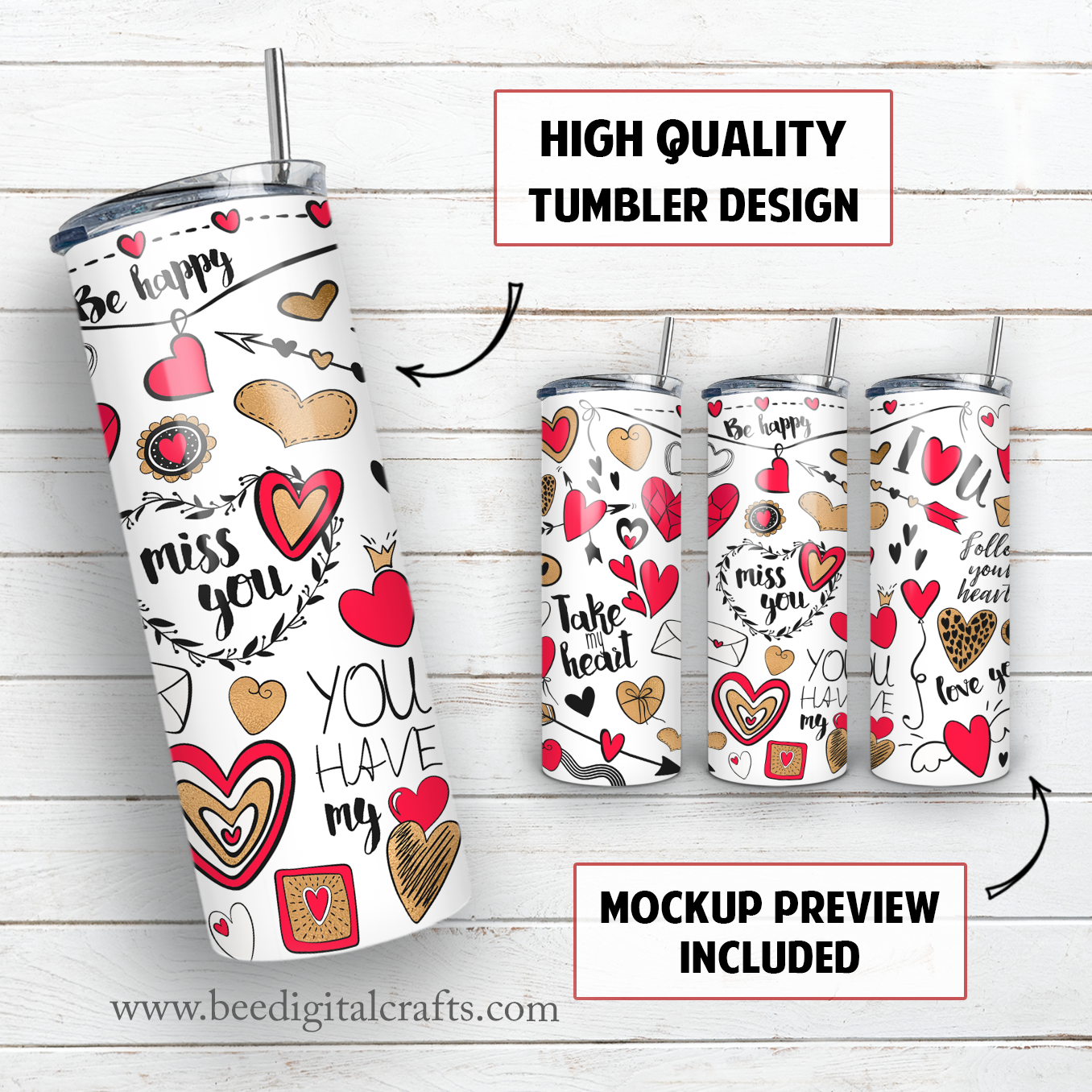 St. Valentine's day 20 oz skinny tumbler sublimation design