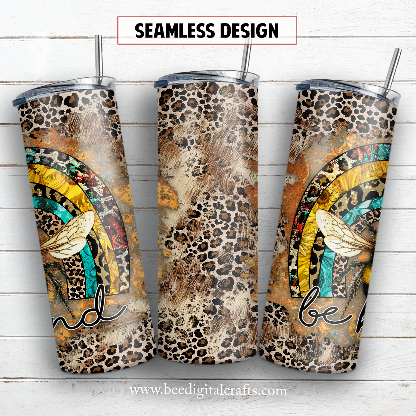 Be kind 20 oz skinny tumbler sublimation design