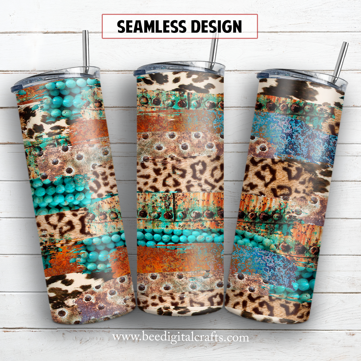 Western brushstroke 20 oz skinny tumbler sublimation design