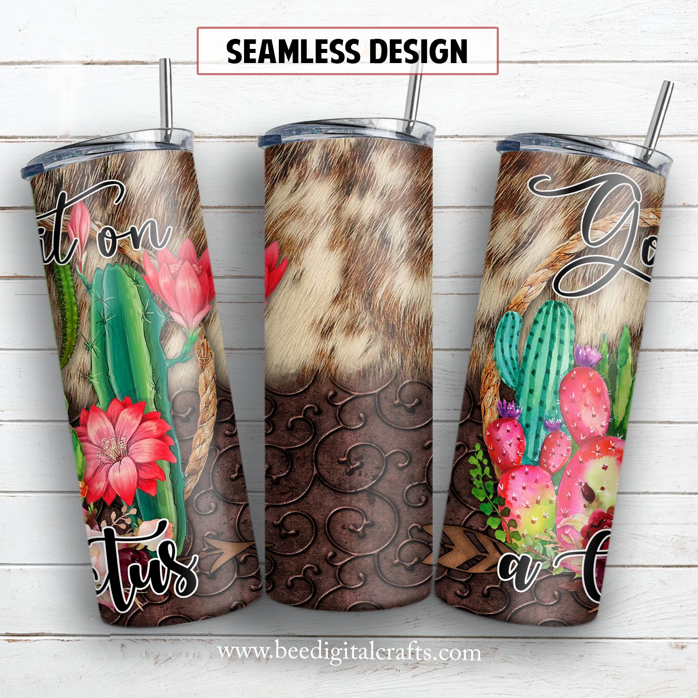 Go sit on a cactus 20 oz skinny tumbler sublimation design