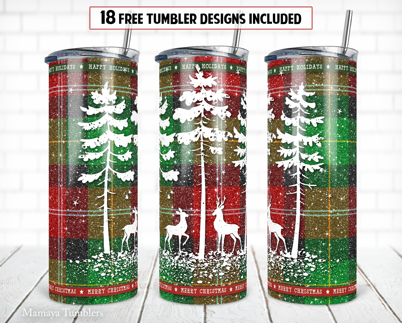 Christmas 20 and 30 oz skinny tumbler sublimation design