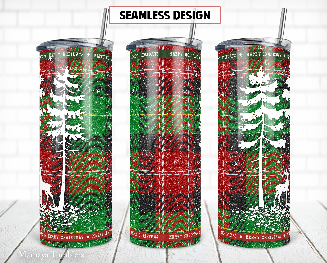 Christmas 20 and 30 oz skinny tumbler sublimation design