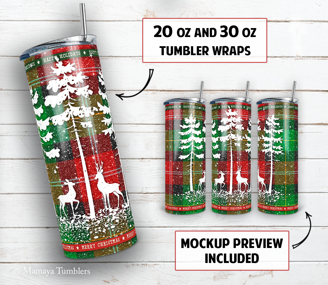 Christmas 20 and 30 oz skinny tumbler sublimation design