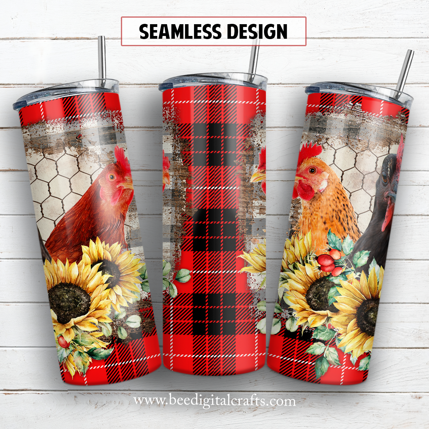 Chicken 20 oz skinny tumbler sublimation design