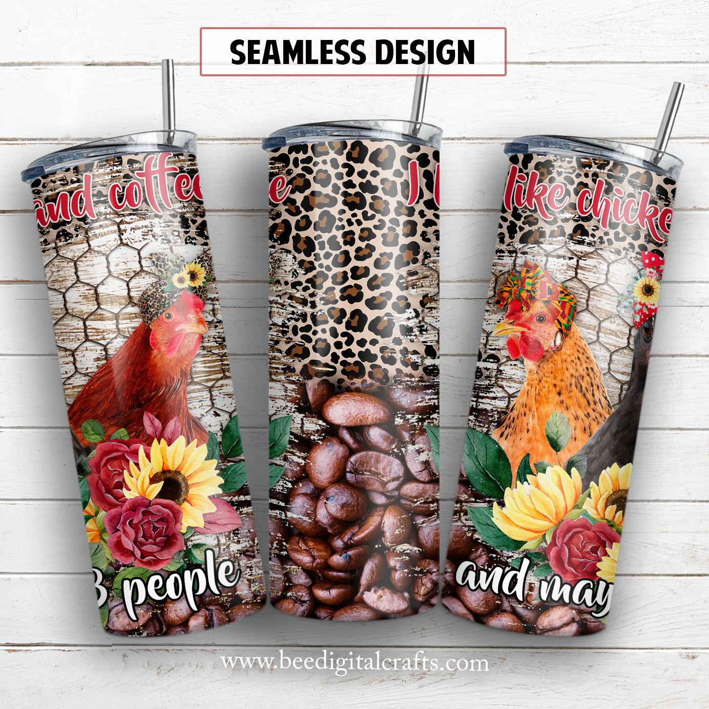 I like chickens and coffee 20 oz skinny tumbler sublimation design