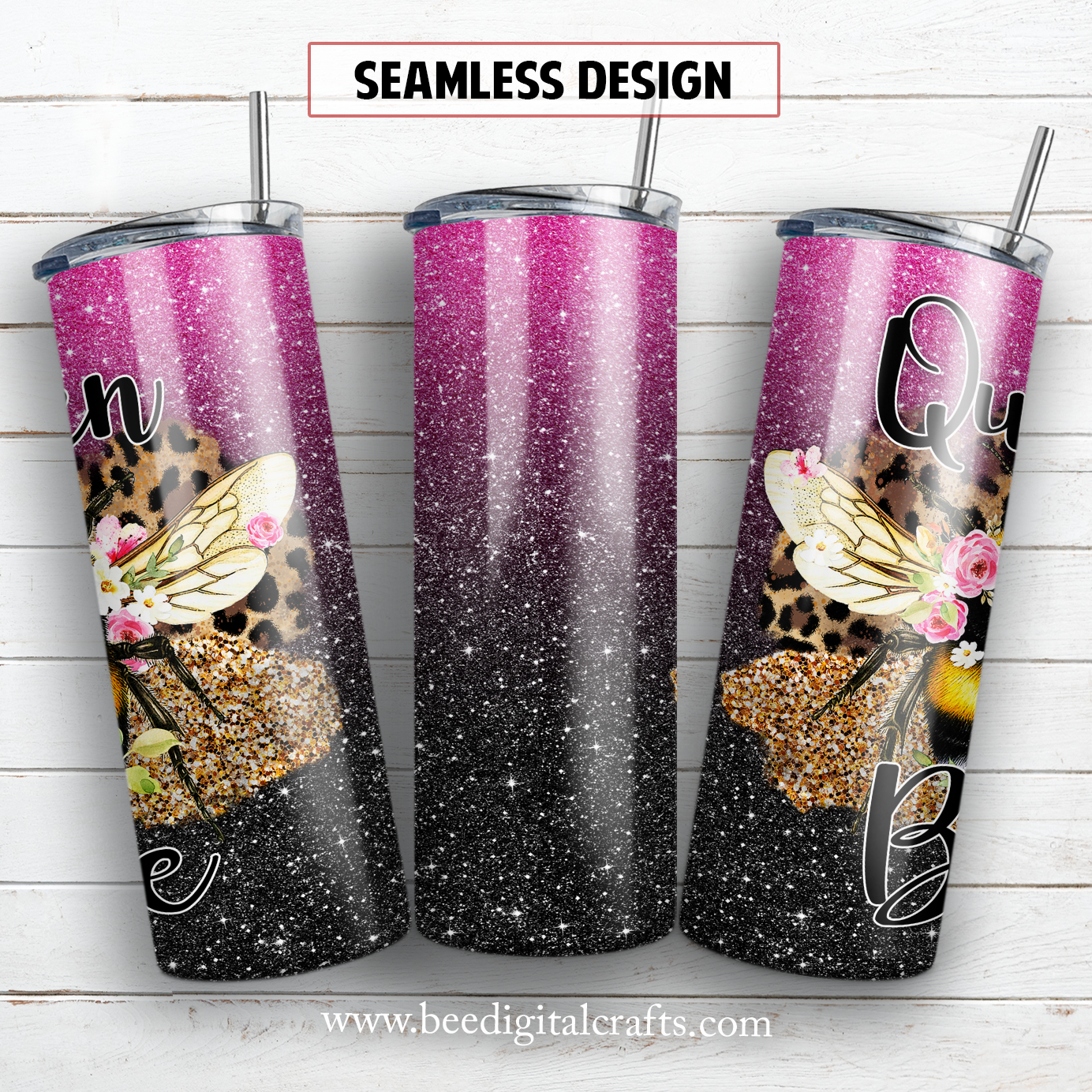 Queen bee 20 oz skinny tumbler sublimation design