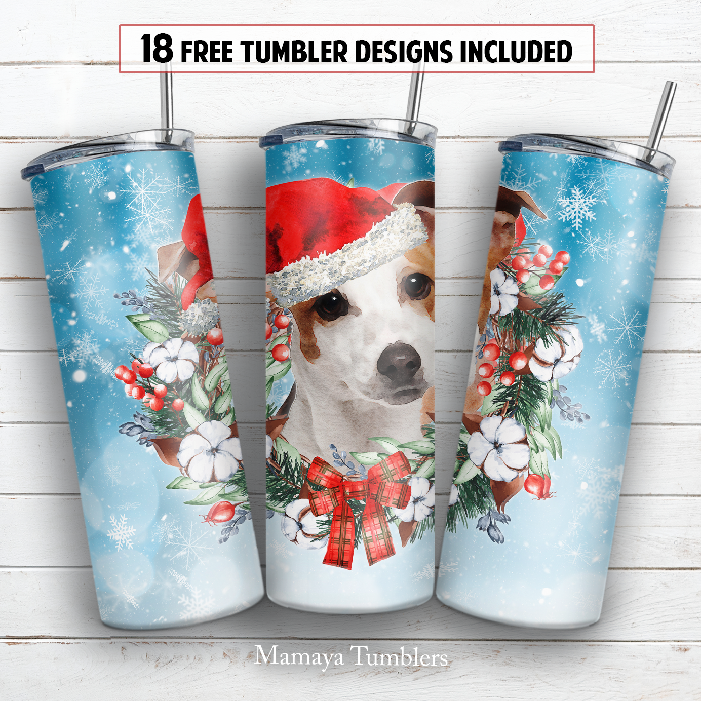 Christmas jack russel 20 oz skinny tumbler sublimation design