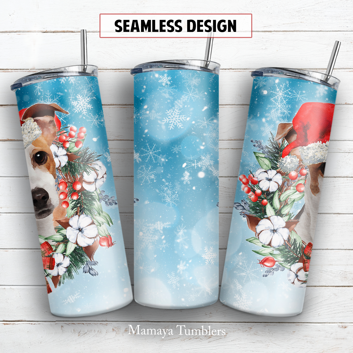 Christmas jack russel 20 oz skinny tumbler sublimation design