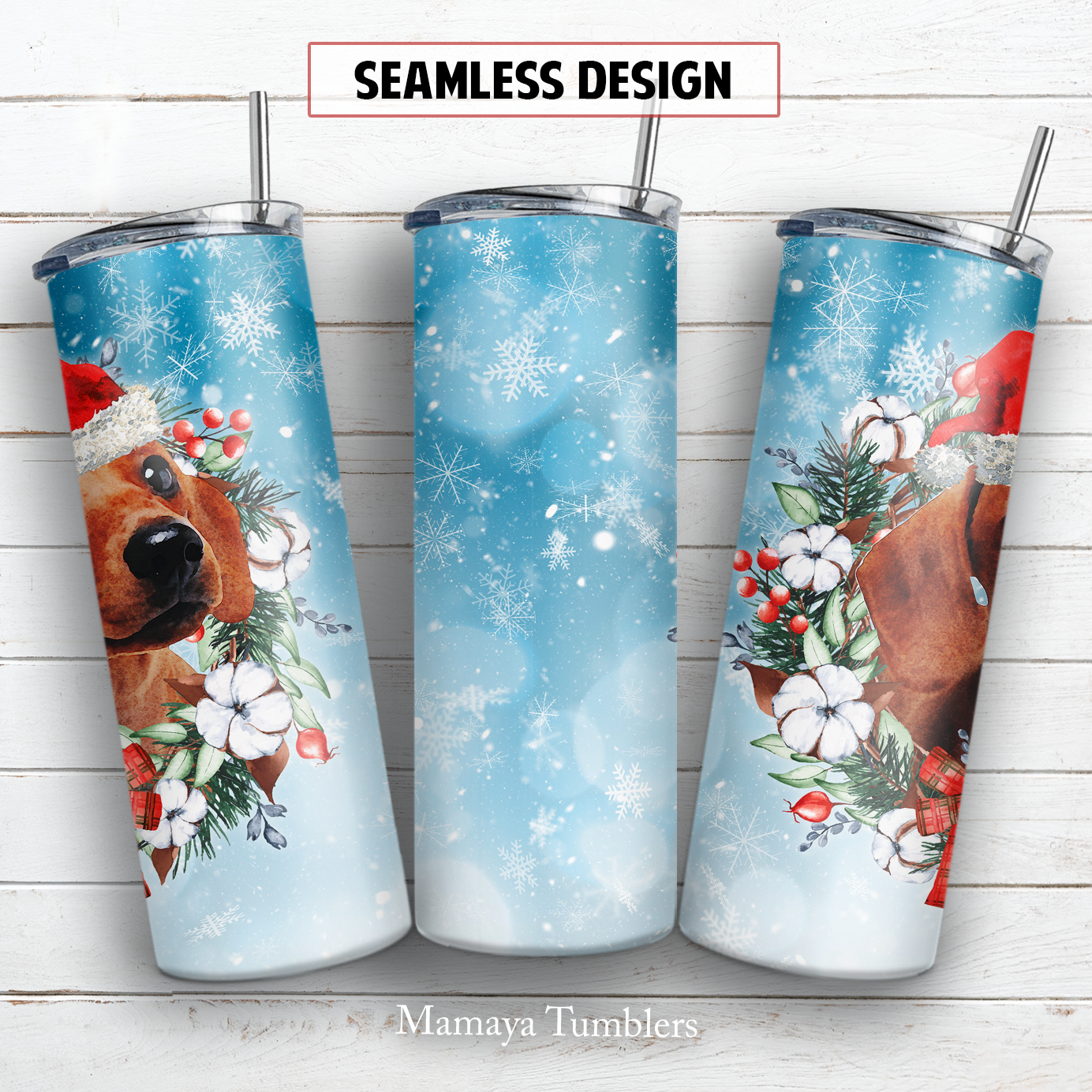 Christmas dachshund 20 and 30 oz skinny tumbler sublimation design