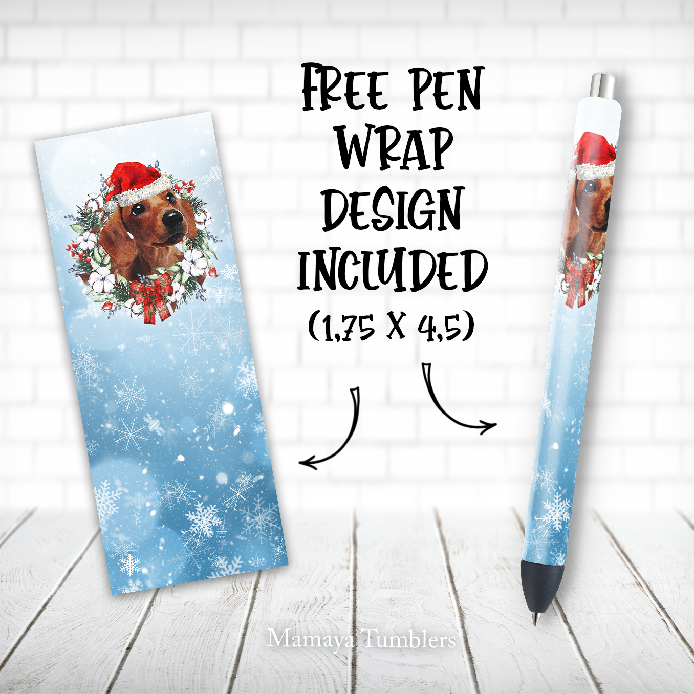 Christmas dachshund 20 and 30 oz skinny tumbler sublimation design