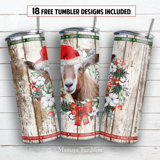 Christmas goat 20 oz skinny tumbler sublimation design