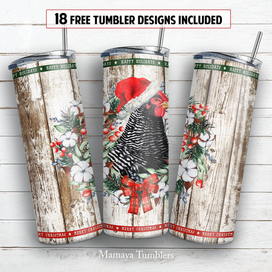 Christmas chicken 20 oz skinny tumbler sublimation design