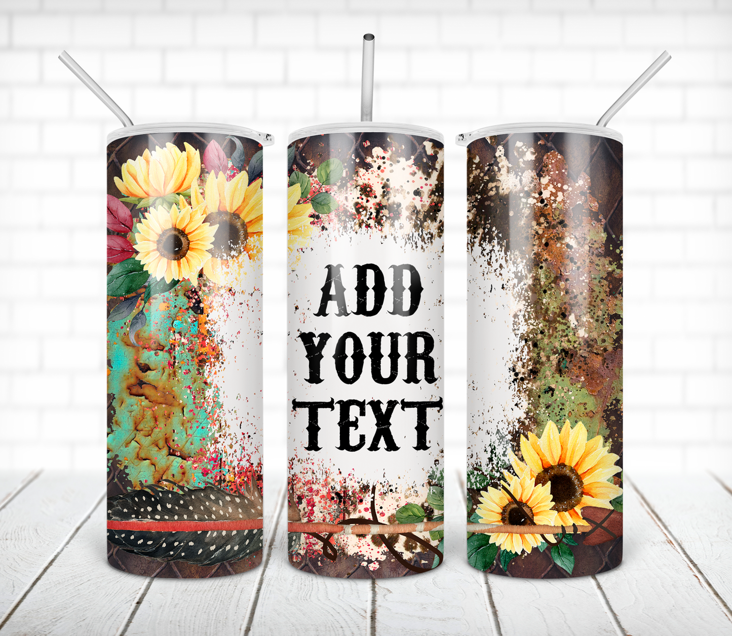 Western blank add text 20 oz skinny tumbler sublimation design