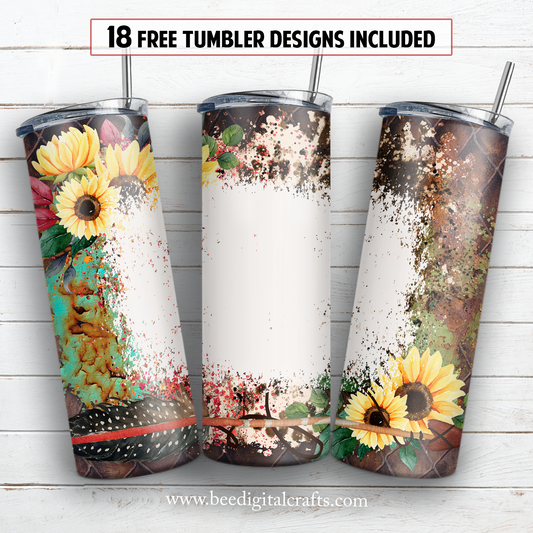 Western blank add text 20 oz skinny tumbler sublimation design