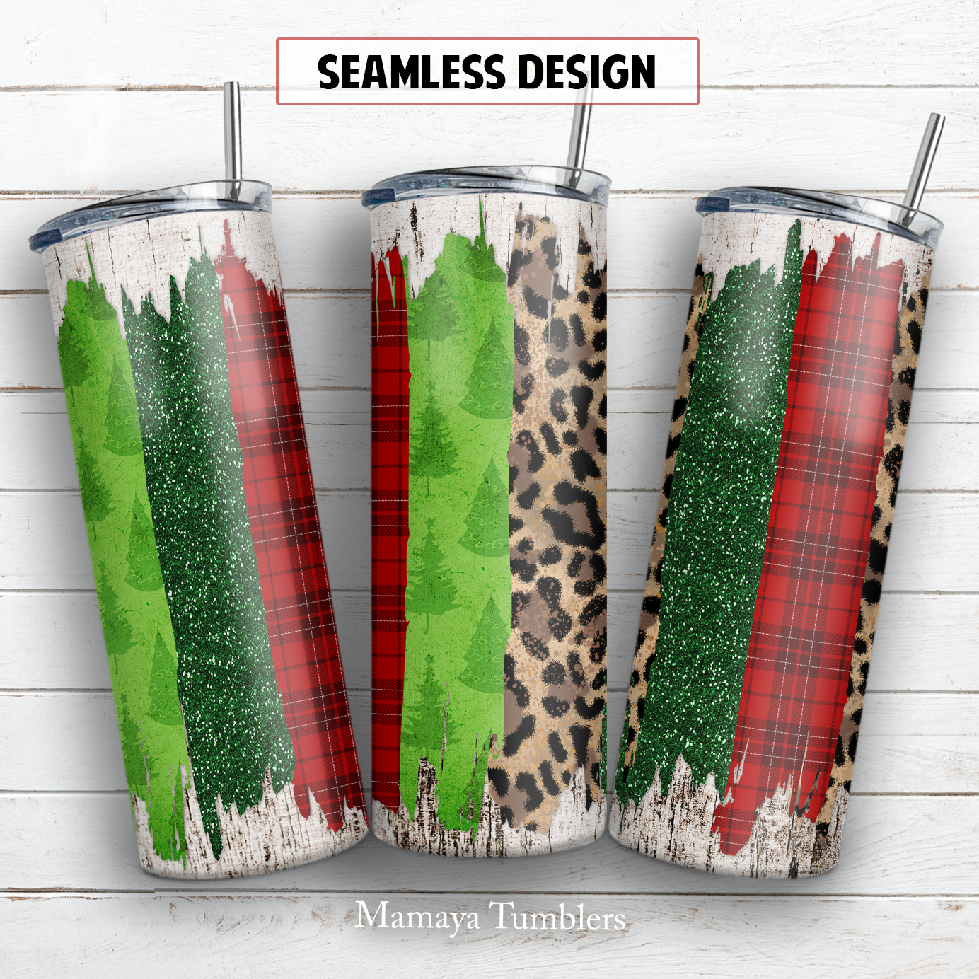 Christmas brushstroke 20 oz skinny tumbler sublimation design