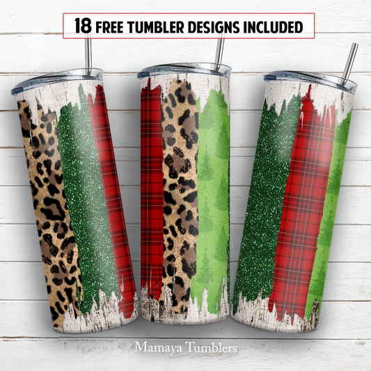 Christmas brushstroke 20 oz skinny tumbler sublimation design