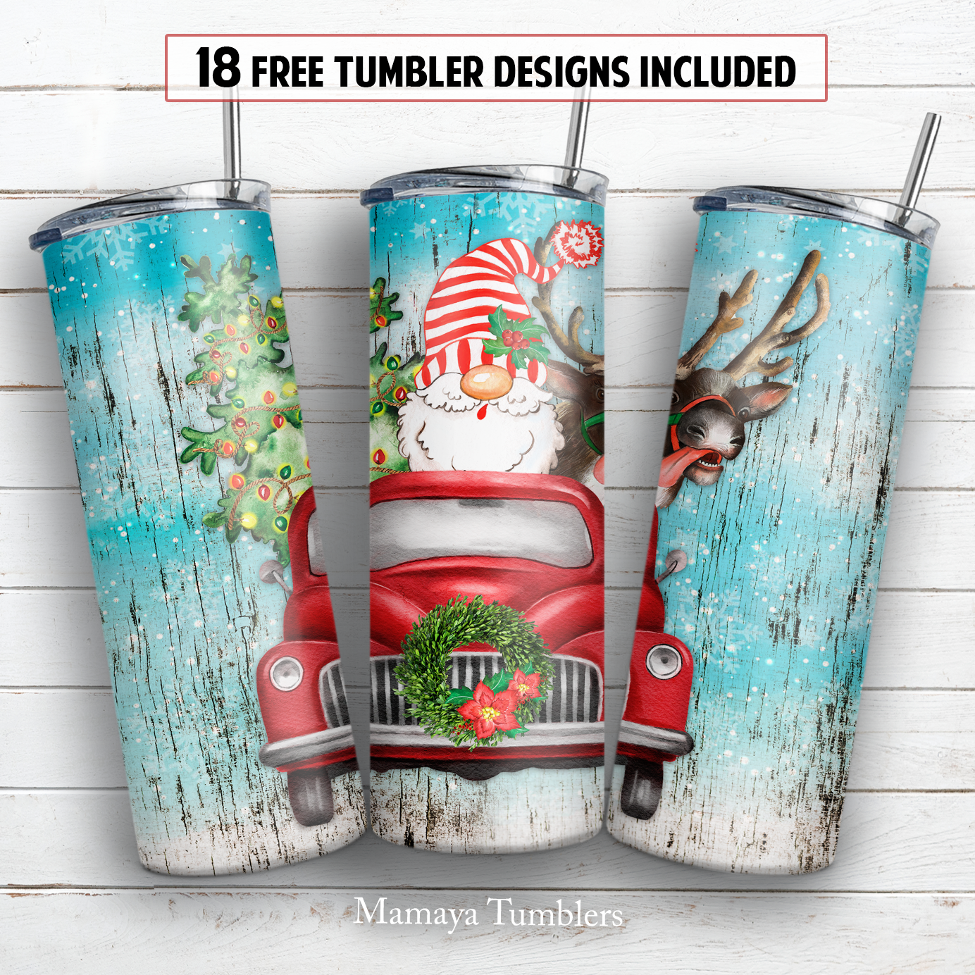 Christmas gnome 20 oz skinny tumbler sublimation design