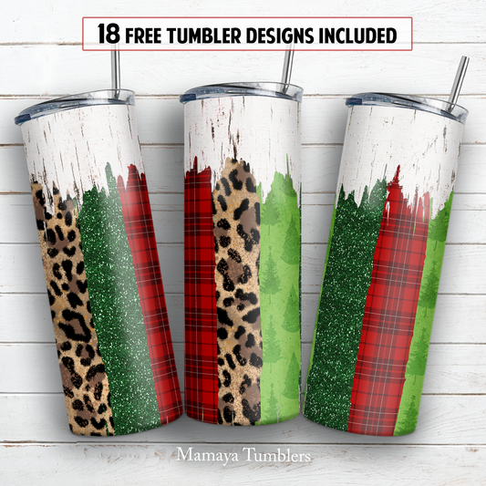 Christmas brushstroke 20 oz skinny tumbler sublimation design