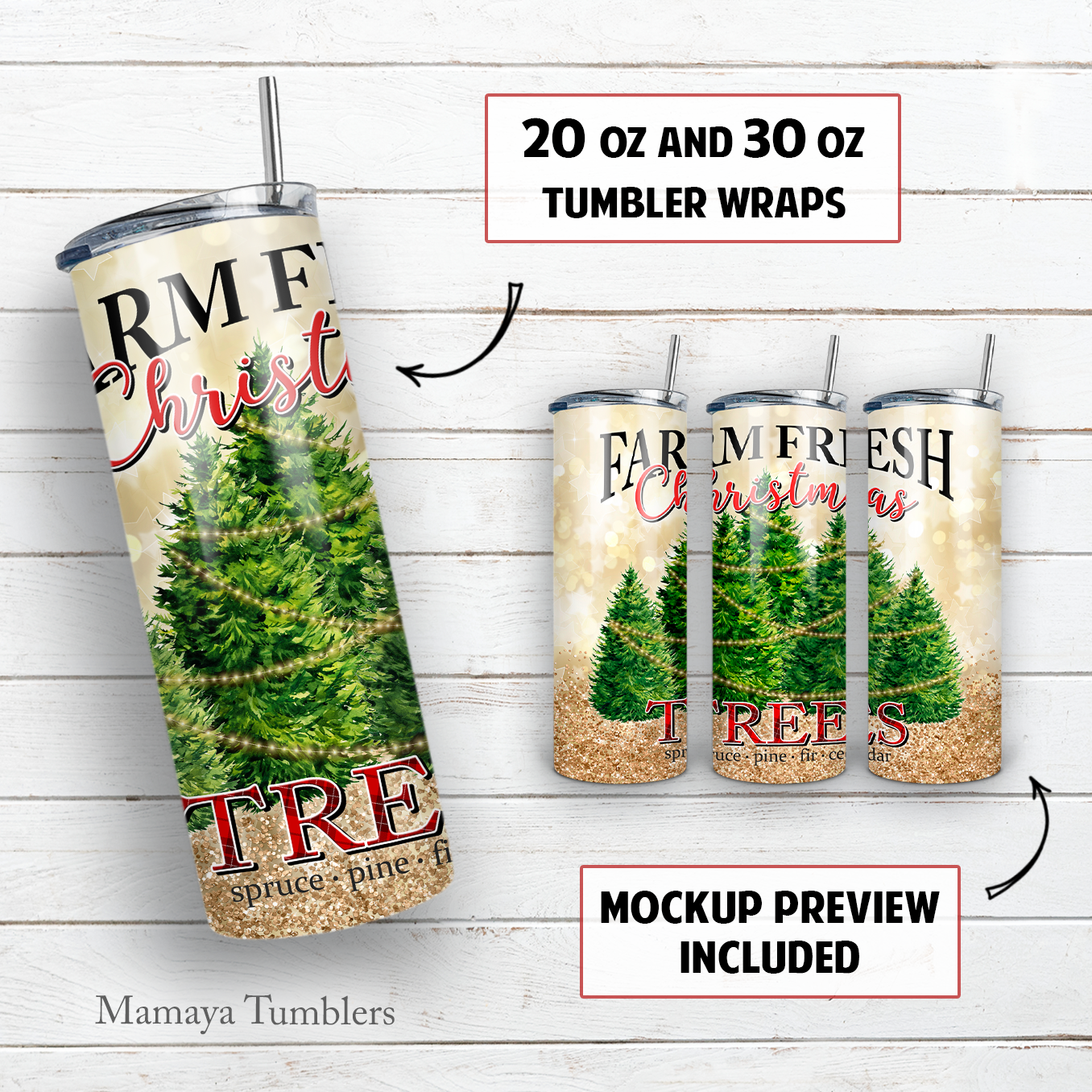 Christmas 20 and 30 oz skinny tumbler sublimation design