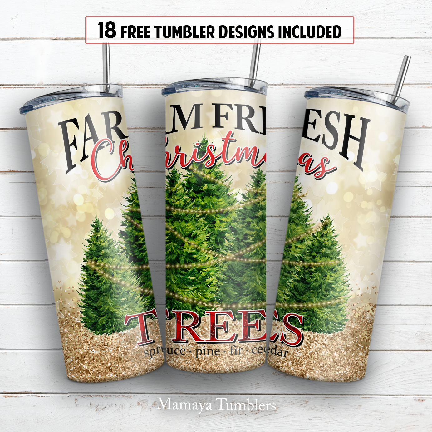 Christmas 20 and 30 oz skinny tumbler sublimation design