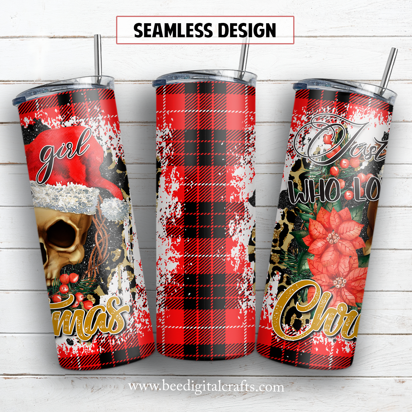 Just a girl who loves Christmas 20 oz skinny tumbler sublimation design