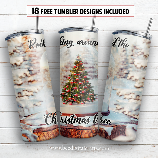 Rocking around the Christmas tree 20 oz skinny tumbler sublimation design