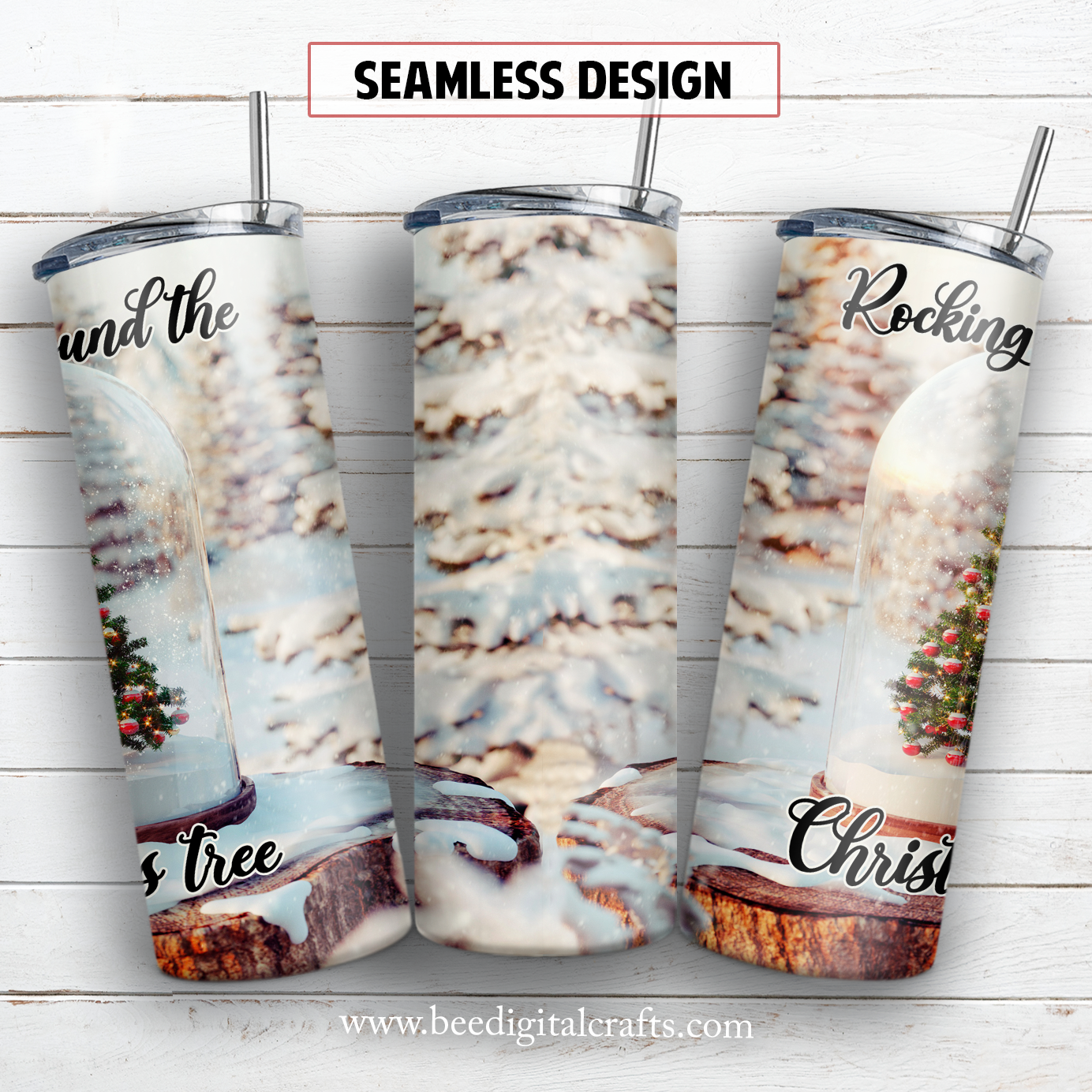 Rocking around the Christmas tree 20 oz skinny tumbler sublimation design