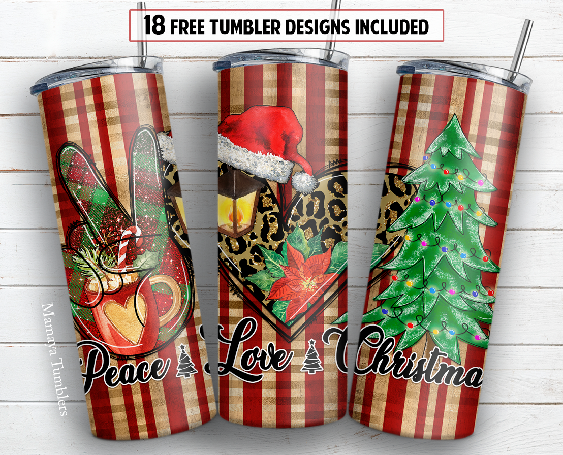 Christmas 20 and 30 oz skinny tumbler sublimation design