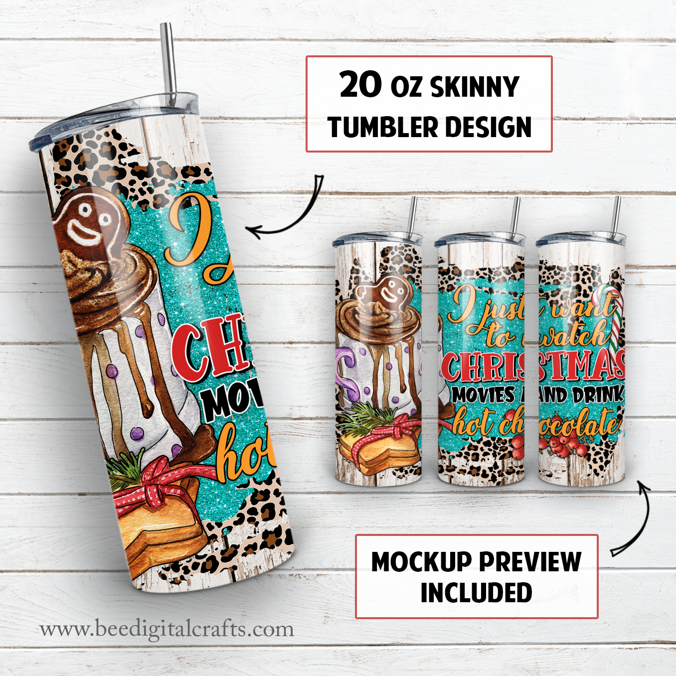 Christmas 20 oz skinny tumbler sublimation design