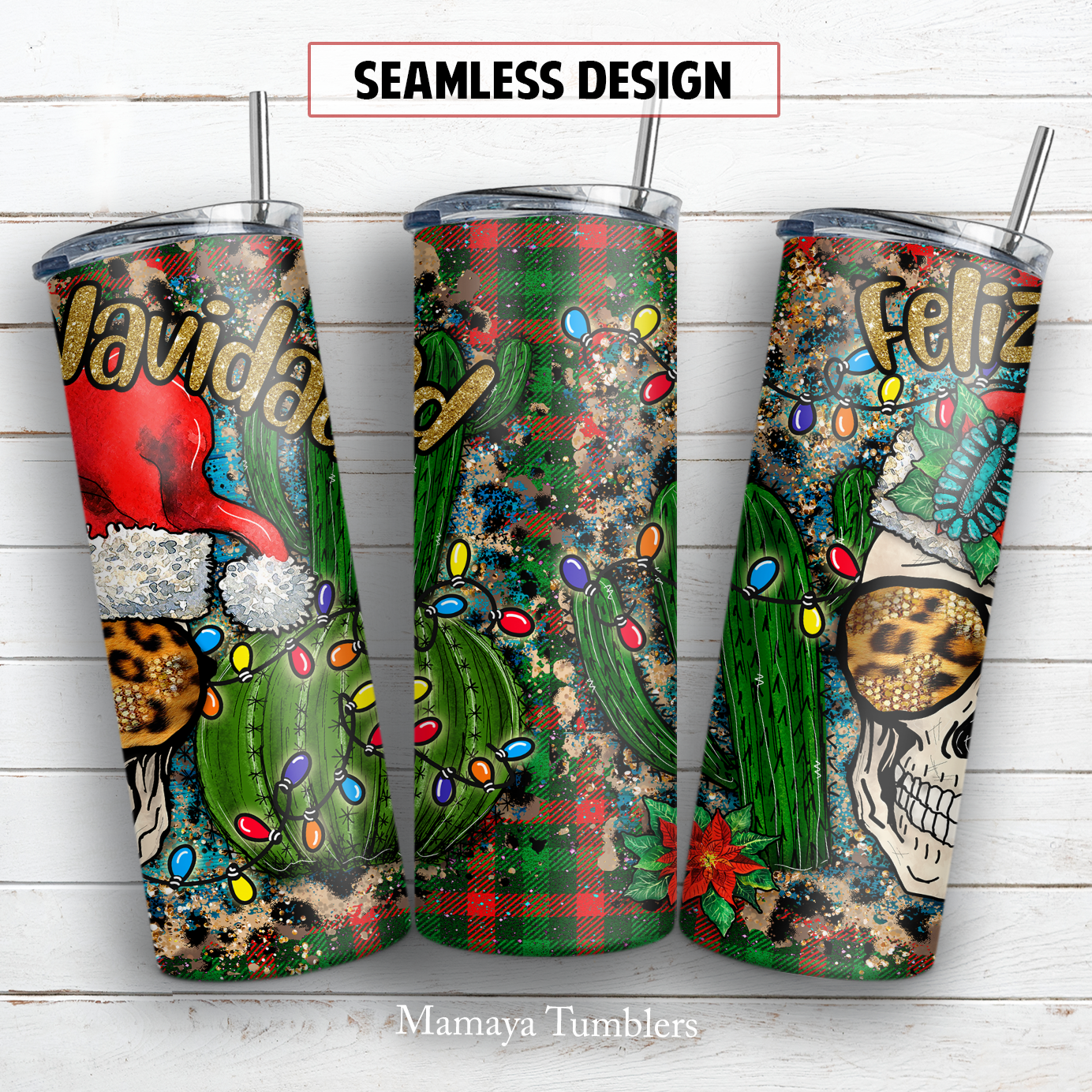 Feliz Navidad 20 oz skinny tumbler sublimation design