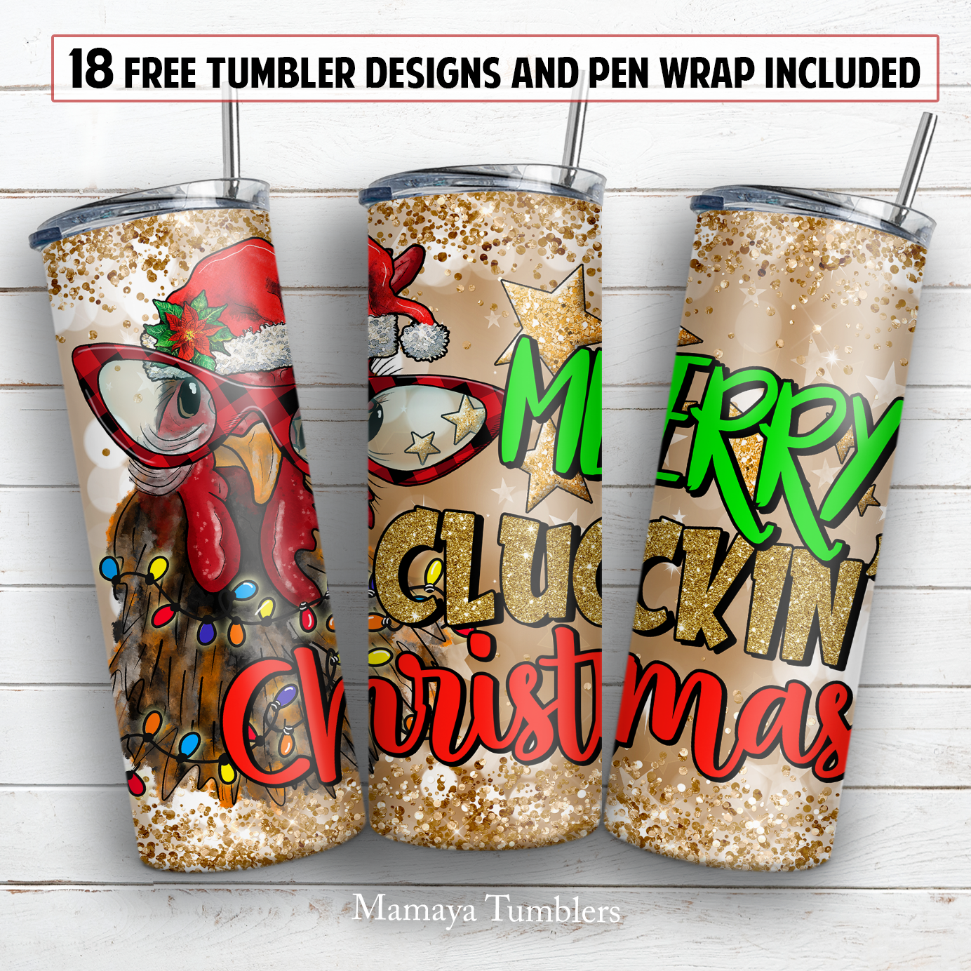 Christmas chicken 20 and 30 oz skinny tumbler sublimation design