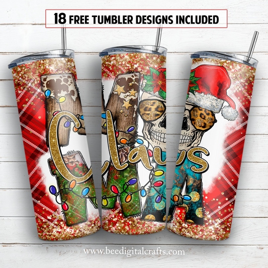 Mama Claus 20 oz skinny tumbler sublimation design