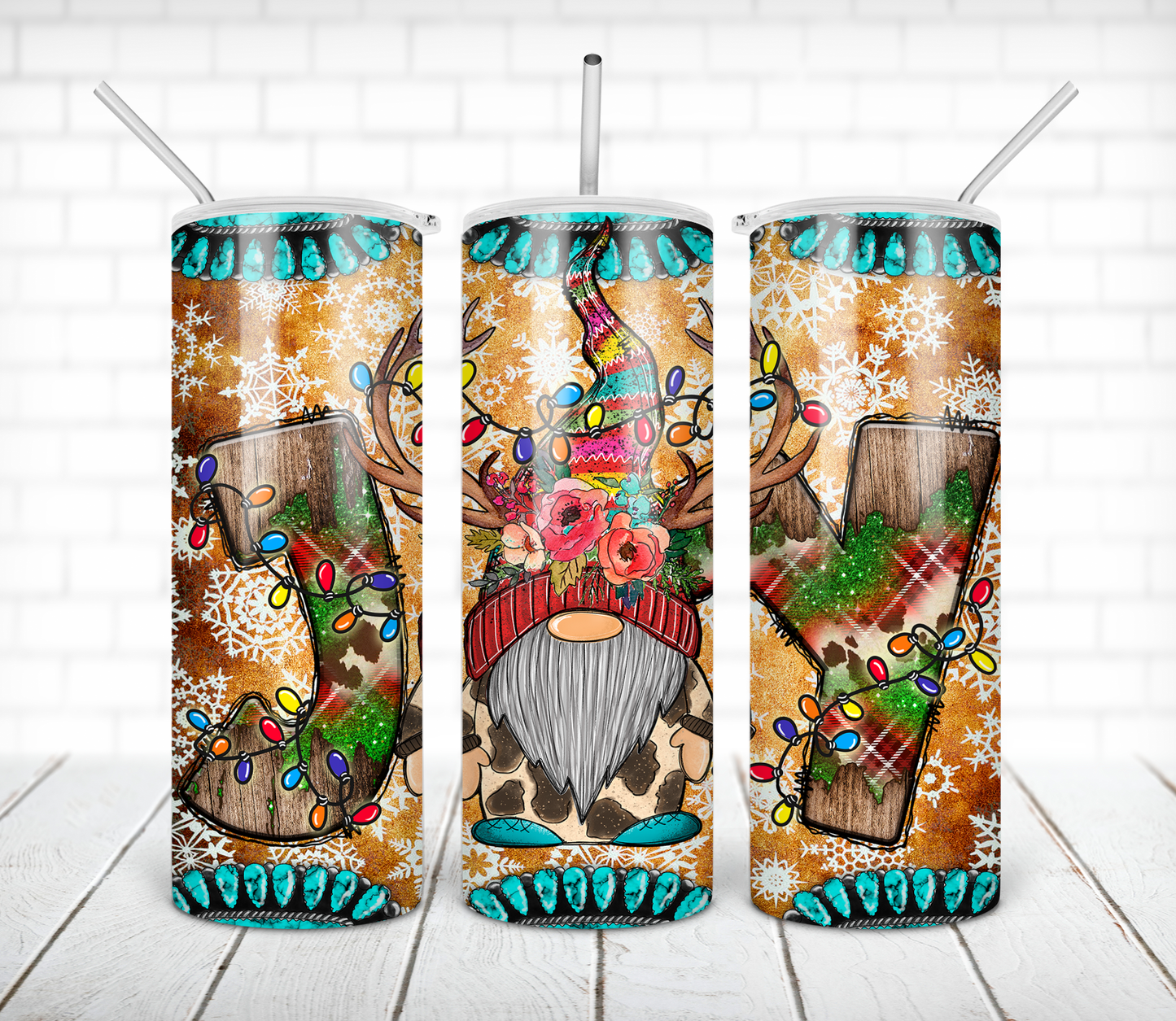 Christmas gnome 20 oz skinny tumbler sublimation design