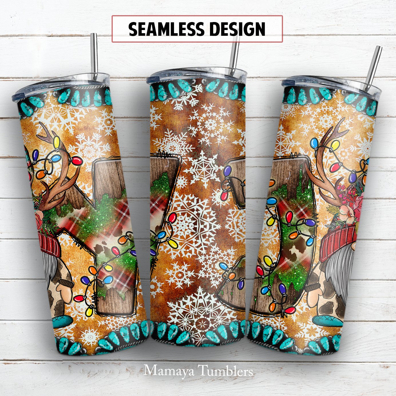 Christmas gnome 20 oz skinny tumbler sublimation design